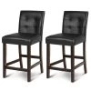 2-Piece Black Leather Bar Stools with Wood Legs by Boyel Living -MODWAY store black boyel living bar stools hysn 66619 64 1000