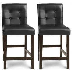 2-Piece Black Leather Bar Stools with Wood Legs by Boyel Living 13 2-Piece Black Leather Bar Stools with Wood Legs by Boyel Living -MODWAY store black boyel living bar stools hysn 66619 c3 1000