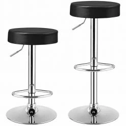 34 in. Black PU Leather Adjustable Round Bar Stool Swivel Pub Chair by Boyel Living -MODWAY store black boyel living bar stools hysn 66622bk 1 c3 1000
