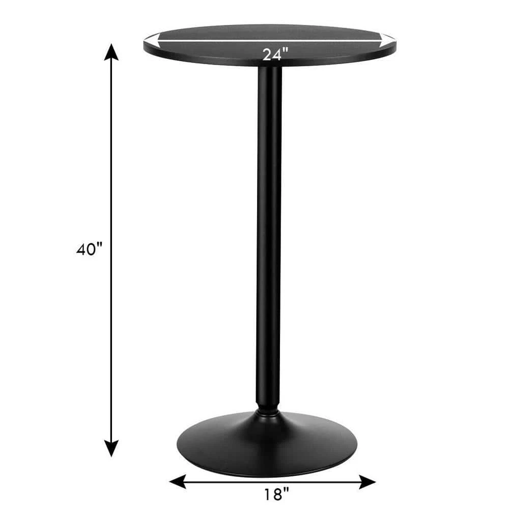 Black 24 in. Round Bistro Bar Table with Wood Top by Boyel Living 6 Black 24 in. Round Bistro Bar Table with Wood Top by Boyel Living - Image 4