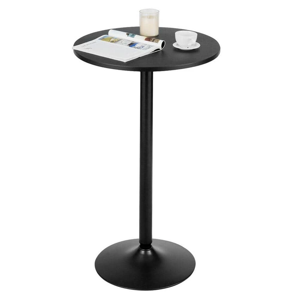 Black 24 in. Round Bistro Bar Table with Wood Top by Boyel Living 5 Black 24 in. Round Bistro Bar Table with Wood Top by Boyel Living - Image 3