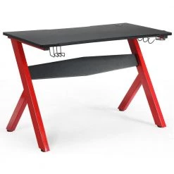 45.5 in. Red Cup and Headphone Holder and Mouse Pad Gaming Desk by Boyel Living