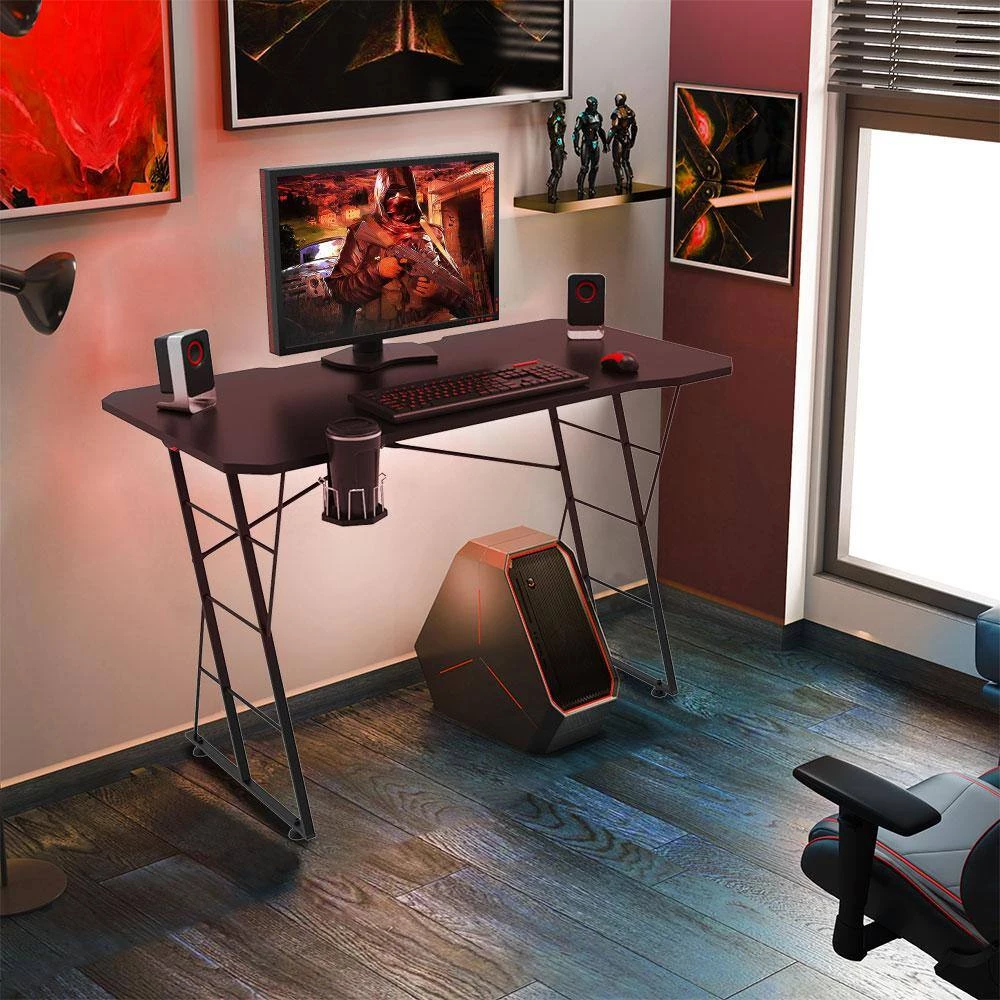 47in. Rectangular Matte Black Computer Gaming Desk with 1-Cup Holde by Boyel Living 5 47in. Rectangular Matte Black Computer Gaming Desk with 1-Cup Holde by Boyel Living - Image 3
