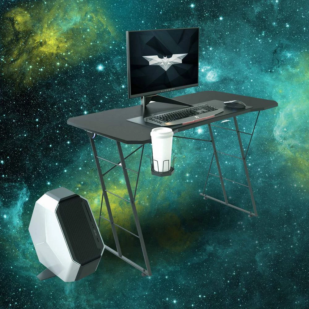 47in. Rectangular Matte Black Computer Gaming Desk with 1-Cup Holde by Boyel Living 4 47in. Rectangular Matte Black Computer Gaming Desk with 1-Cup Holde by Boyel Living - Image 2