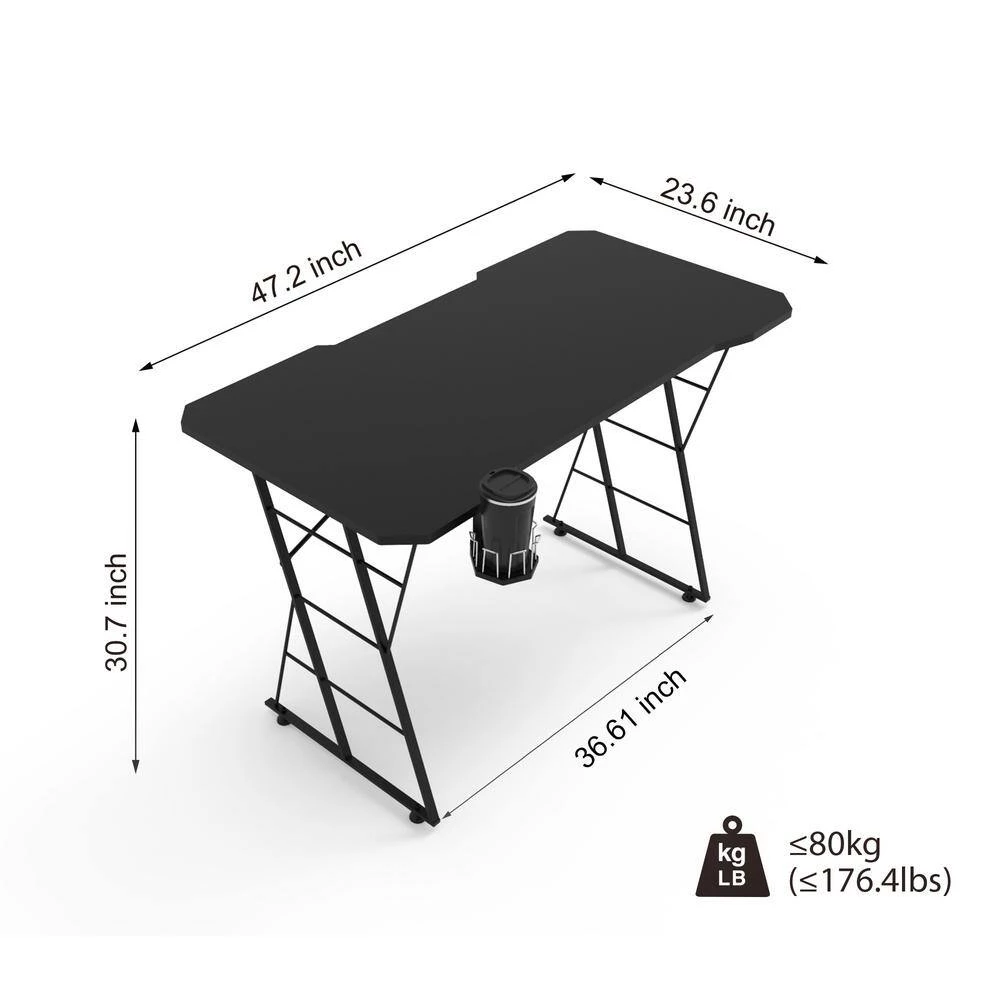 47in. Rectangular Matte Black Computer Gaming Desk with 1-Cup Holde by Boyel Living 10 47in. Rectangular Matte Black Computer Gaming Desk with 1-Cup Holde by Boyel Living - Image 8