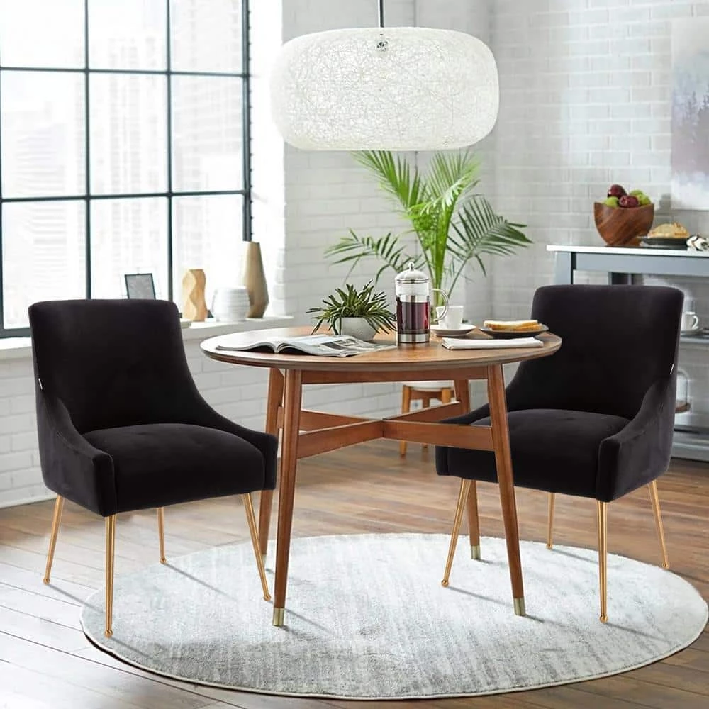 Black Electroplated Velvet Dining Arm Chair (Set of 2) by Boyel Living 9 Black Electroplated Velvet Dining Arm Chair (Set of 2) by Boyel Living - Image 8