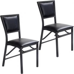 Black Metal Folding Chair Slipcovered Dining Chairs (Set of 2) by Boyel Living
