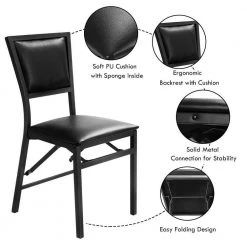 Black Metal Folding Chair Slipcovered Dining Chairs (Set of 2) by Boyel Living -MODWAY store black boyel living dining chairs hysn 52161 c3 1000