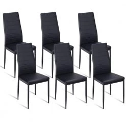 Black Leather T-Stitch Upholstered Dining Chairs (Set of 6) by Boyel Living 10 Black Leather T-Stitch Upholstered Dining Chairs (Set of 6) by Boyel Living -MODWAY store black boyel living dining chairs hysn 61060 c3 1000