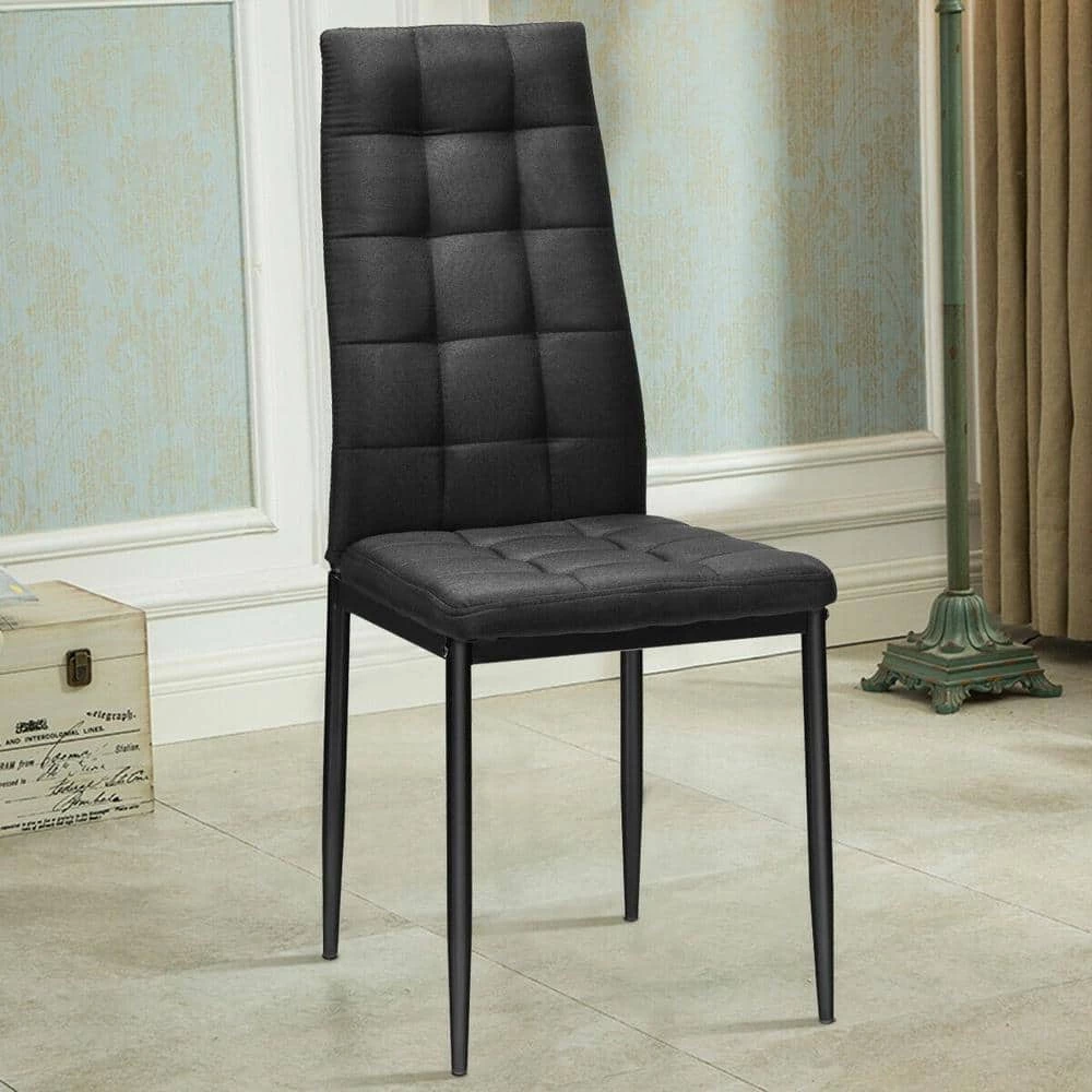 Black Kitchen Dining Side Chairs with Thick Fabric Cushion (Set of 4) by Boyel Living 6 Black Kitchen Dining Side Chairs with Thick Fabric Cushion (Set of 4) by Boyel Living - Image 4