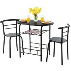3-Piece Black Dining Set Bistro Table Set with Chairs by Boyel Living 13 3-Piece Black Dining Set Bistro Table Set with Chairs by Boyel Living -MODWAY store black boyel living dining room sets hysn 54057bk 1f 1000