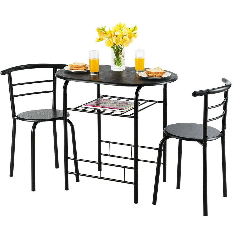 3-Piece Black Dining Set Bistro Table Set with Chairs by Boyel Living 7 3-Piece Black Dining Set Bistro Table Set with Chairs by Boyel Living - Image 5