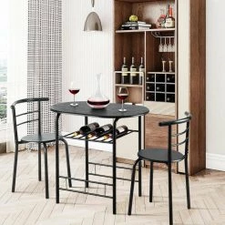 3-Piece Black Dining Set Bistro Table Set with Chairs by Boyel Living 15 3-Piece Black Dining Set Bistro Table Set with Chairs by Boyel Living -MODWAY store black boyel living dining room sets hysn 54057bk 31 1000