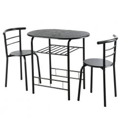 3-Piece Black Dining Set Bistro Table Set with Chairs by Boyel Living