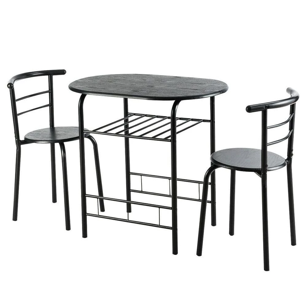 3-Piece Black Dining Set Bistro Table Set with Chairs by Boyel Living 3 3-Piece Black Dining Set Bistro Table Set with Chairs by Boyel Living