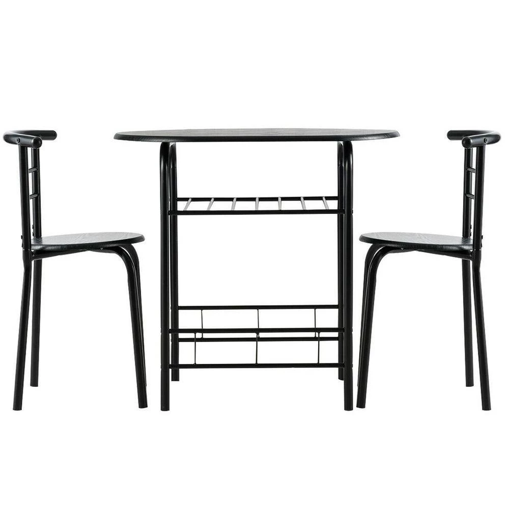 3-Piece Black Dining Set Bistro Table Set with Chairs by Boyel Living 5 3-Piece Black Dining Set Bistro Table Set with Chairs by Boyel Living - Image 3
