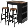 3 Pieces Industrial Style Multifunctional Bar Table Set with Storage Brown by Boyel Living -MODWAY store black boyel living dining room sets hysn 64298bn 64 1000