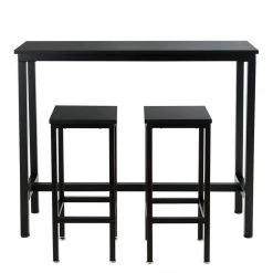 Black 3-Piece Bar Dining Table with Stools by Boyel Living