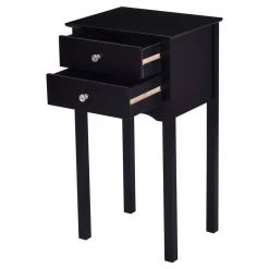 16 in. Black Vintage Side End Table with 2 Drawers by Boyel Living -MODWAY store black boyel living end side tables hysn 56184bk 1f 1000