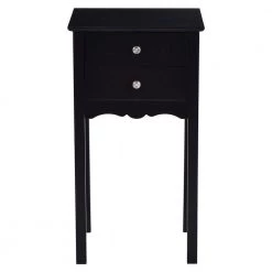 16 in. Black Vintage Side End Table with 2 Drawers by Boyel Living