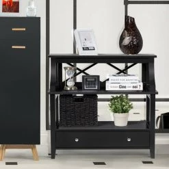 Black 3-Tier Side End Table with Drawers by Boyel Living -MODWAY store black boyel living end side tables hysn 60449bk 31 1000
