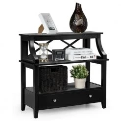 Black 3-Tier Side End Table with Drawers by Boyel Living -MODWAY store black boyel living end side tables hysn 60449bk 44 1000