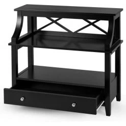Black 3-Tier Side End Table with Drawers by Boyel Living -MODWAY store black boyel living end side tables hysn 60449bk 4f 1000