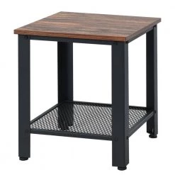 40 in. Black 2-Tier Side End Table with Wood Top by Boyel Living