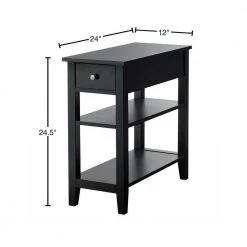 24 in. 3-Tier Black Nightstand Side Table with Double Shelves Drawer by Boyel Living -MODWAY store black boyel living end side tables hysn 61591bk 40 1000