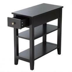 24 in. 3-Tier Black Nightstand Side Table with Double Shelves Drawer by Boyel Living -MODWAY store black boyel living end side tables hysn 61591bk c3 1000