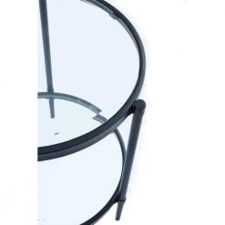 21.65 in. Black Round Glass Top End Table and Storage by Boyel Living -MODWAY store black boyel living end side tables wf et 1353d bk 1f 1000