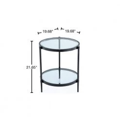 21.65 in. Black Round Glass Top End Table and Storage by Boyel Living -MODWAY store black boyel living end side tables wf et 1353d bk 40 1000