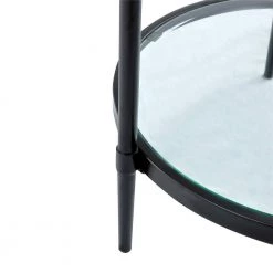 21.65 in. Black Round Glass Top End Table and Storage by Boyel Living -MODWAY store black boyel living end side tables wf et 1353d bk fa 1000