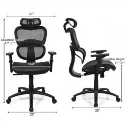 Black Ergonomic Design Mesh Office Chair Recliner Adjustable Headrest by Boyel Living -MODWAY store black boyel living ergonomic chairs hysn 63657 1f 1000