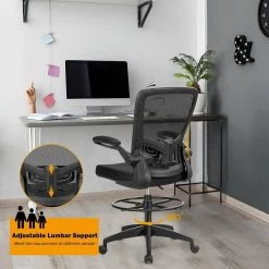 Black Ergonomic Chair Executive Office Chair with Adjustable Lumbar Support Flip Up Arms by Boyel Living -MODWAY store black boyel living ergonomic chairs hysn 65397 66 1000