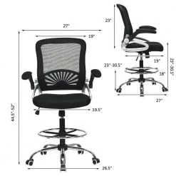 Black Adjustable Height Office Chair with Flip-Up Mesh by Boyel Living 10 Black Adjustable Height Office Chair with Flip-Up Mesh by Boyel Living -MODWAY store black boyel living ergonomic chairs hysn 66172 1f 1000