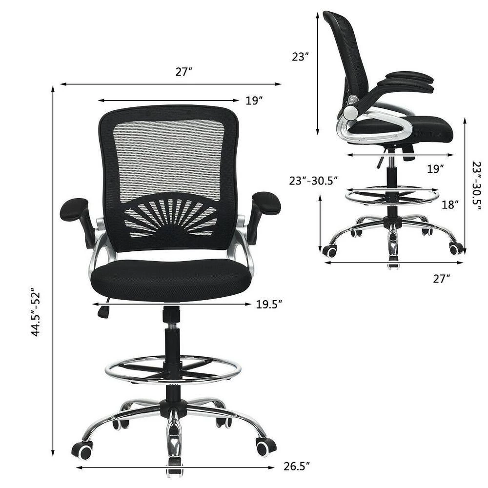 Black Adjustable Height Office Chair with Flip-Up Mesh by Boyel Living 6 Black Adjustable Height Office Chair with Flip-Up Mesh by Boyel Living - Image 4