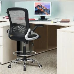 Black Adjustable Height Office Chair with Flip-Up Mesh by Boyel Living 11 Black Adjustable Height Office Chair with Flip-Up Mesh by Boyel Living -MODWAY store black boyel living ergonomic chairs hysn 66172 31 1000