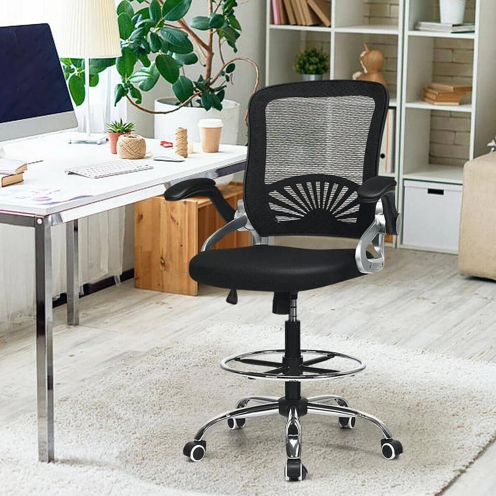 Black Adjustable Height Office Chair with Flip-Up Mesh by Boyel Living 4 Black Adjustable Height Office Chair with Flip-Up Mesh by Boyel Living - Image 2