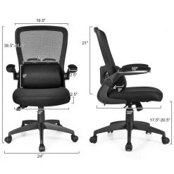 Black Adjustable Professional Executive Office Swivel Chair Flip Up Armrest Chair with Black Pillow by Boyel Living -MODWAY store black boyel living executive chairs hysn 63518bk 4f 1000