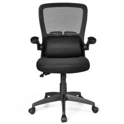Black Adjustable Professional Executive Office Swivel Chair Flip Up Armrest Chair with Black Pillow by Boyel Living