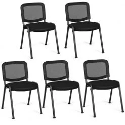 Conference Chairs Black Office Waiting Room Guest Reception Chairs with Mesh Back (Set of 5) by Boyel Living