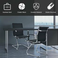 PU Black Leather Office Chairs Waiting Room Chairs (Set of 2) by Boyel Living -MODWAY store black boyel living guest office chairs hysn 65402bk 2 1f 1000