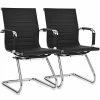 PU Black Leather Office Chairs Waiting Room Chairs (Set of 2) by Boyel Living 2 PU Black Leather Office Chairs Waiting Room Chairs (Set of 2) by Boyel Living -MODWAY store black boyel living guest office chairs hysn 65402bk 2 64 1000