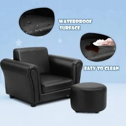 Black Kids Single Armrest Couch Sofa with Ottoman by Boyel Living -MODWAY store black boyel living kids chairs hysn 54198 31 1000