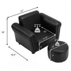 Black Kids Single Armrest Couch Sofa with Ottoman by Boyel Living -MODWAY store black boyel living kids chairs hysn 54198 4f 1000