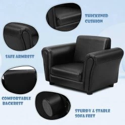 Black Kids Single Armrest Couch Sofa with Ottoman by Boyel Living -MODWAY store black boyel living kids chairs hysn 54198 c3 1000