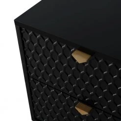 Hexagonal Pattern 2-Drawer Black High Gloss Nightstand Accent Cabinet with Golden Stands by Boyel Living 14 Hexagonal Pattern 2-Drawer Black High Gloss Nightstand Accent Cabinet with Golden Stands by Boyel Living -MODWAY store black boyel living nightstands bec 1472a k bk 4f 1000