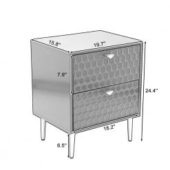 Hexagonal Pattern 2-Drawer Black High Gloss Nightstand Accent Cabinet with Golden Stands by Boyel Living 16 Hexagonal Pattern 2-Drawer Black High Gloss Nightstand Accent Cabinet with Golden Stands by Boyel Living -MODWAY store black boyel living nightstands bec 1472a k bk 76 1000