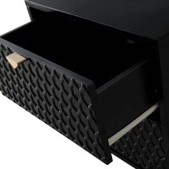 Hexagonal Pattern 2-Drawer Black High Gloss Nightstand Accent Cabinet with Golden Stands by Boyel Living 12 Hexagonal Pattern 2-Drawer Black High Gloss Nightstand Accent Cabinet with Golden Stands by Boyel Living -MODWAY store black boyel living nightstands bec 1472a k bk 77 1000
